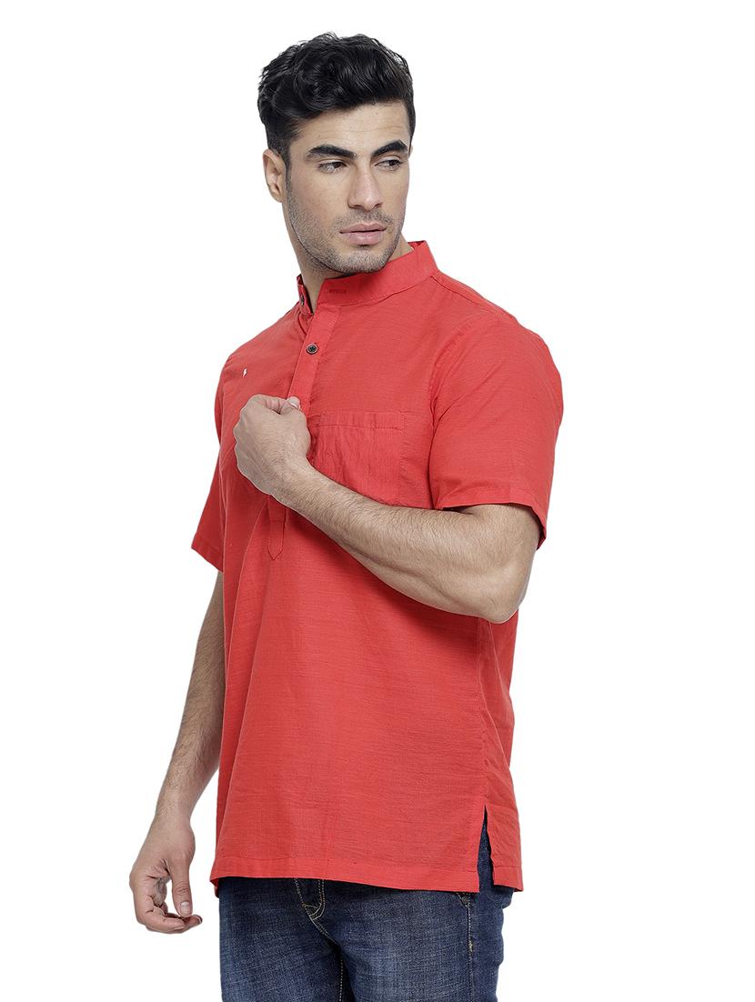 men mandarin neck solid short kurta - 21712137 -  Standard Image - 1