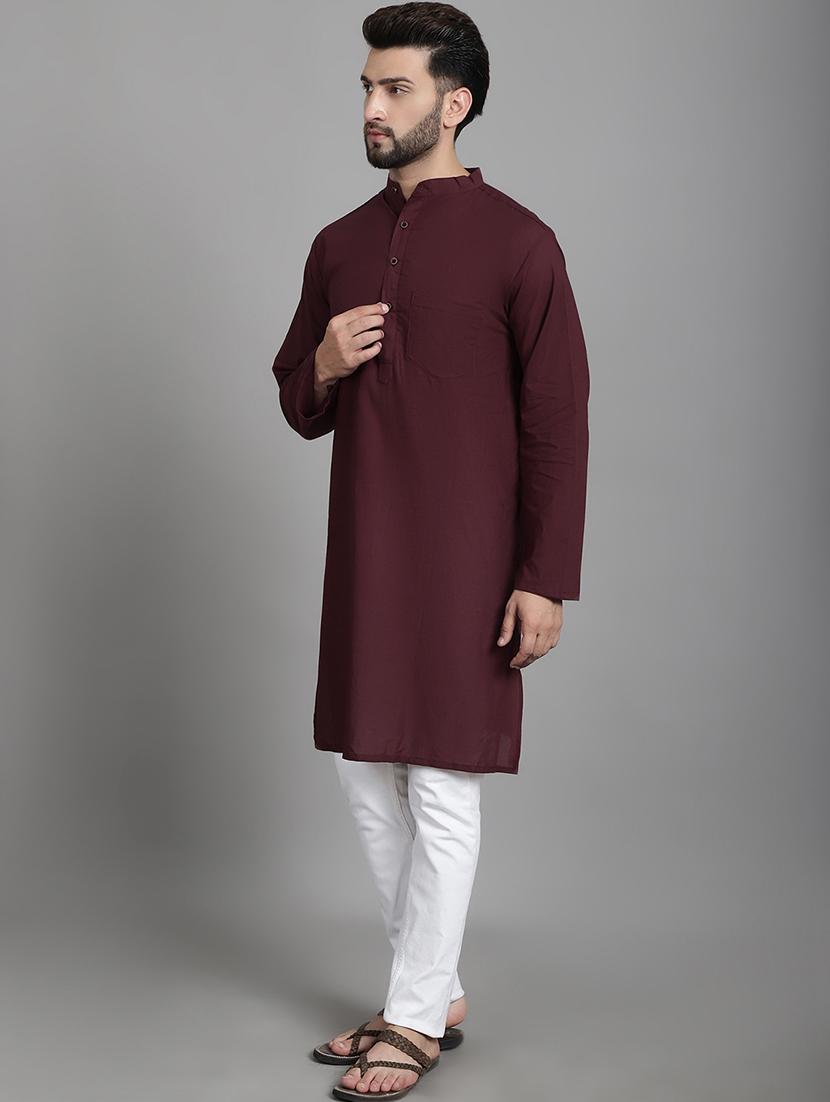 men mandarin neck solid long kurta - 21712142 -  Standard Image - 1