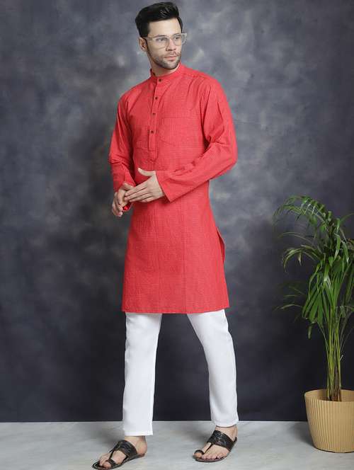 men mandarin neck striped long kurta - 21712156 -  Standard Image - 0