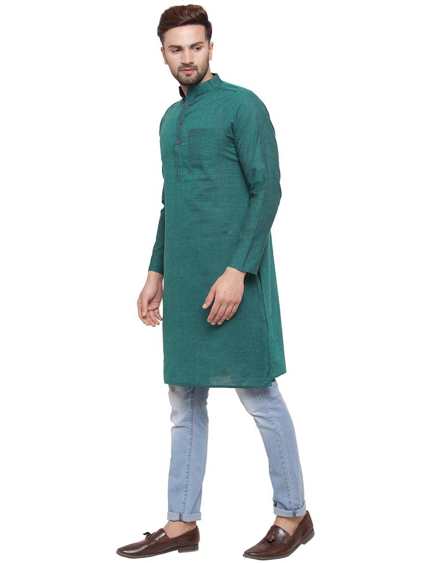 men mandarin neck solid long kurta - 21712162 -  Standard Image - 1