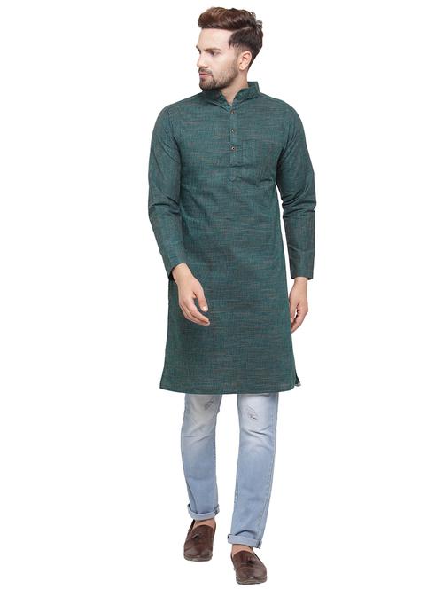 men mandarin neck solid long kurta - 21712164 -  Standard Image - 0