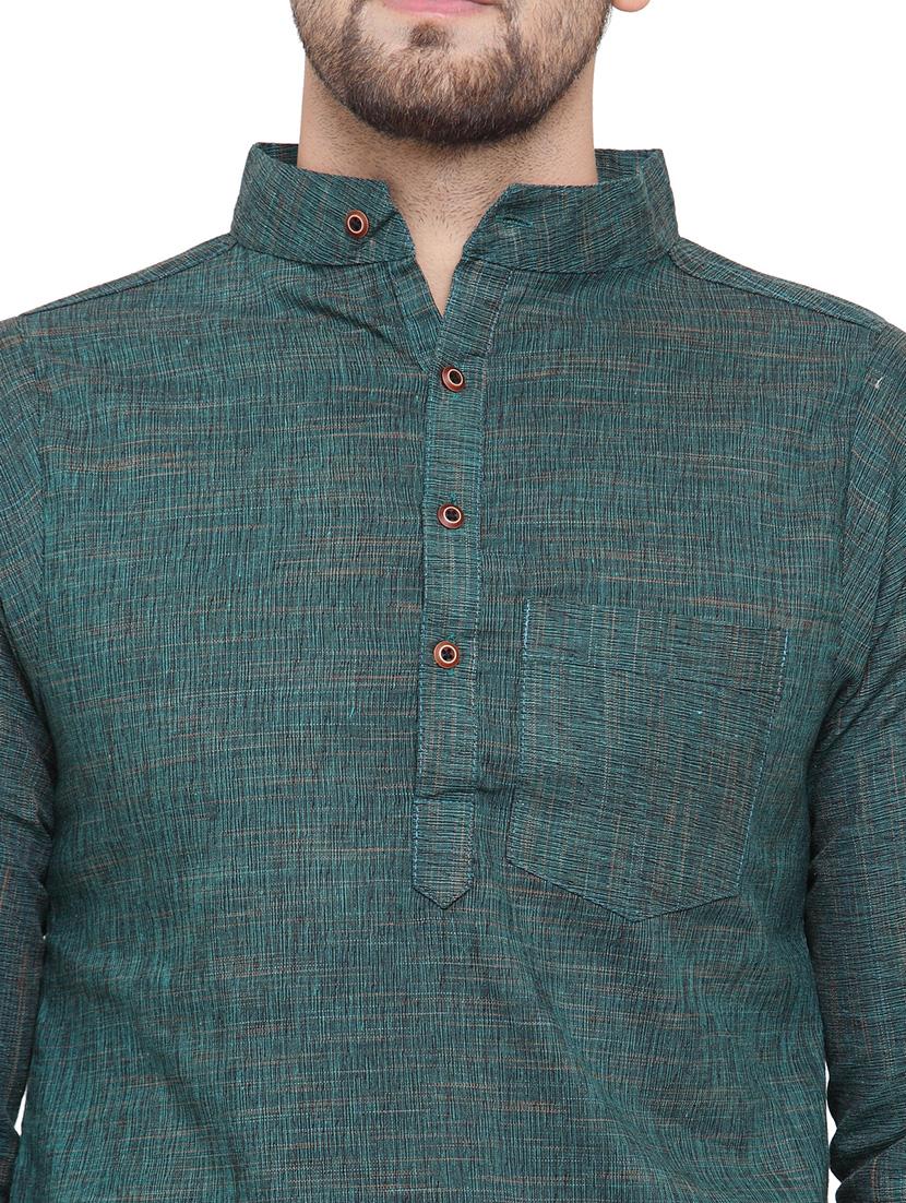 men mandarin neck solid long kurta - 21712164 - Standard Image - 4