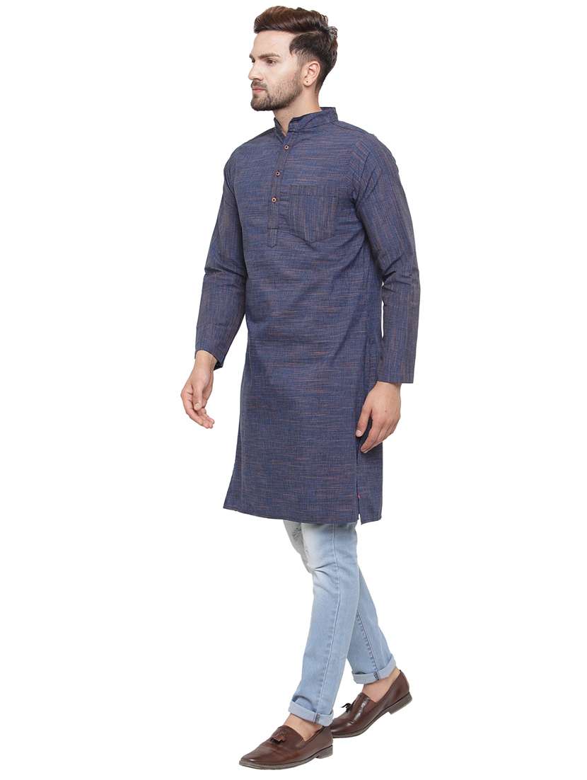 men mandarin neck solid long kurta - 21712166 -  Standard Image - 1