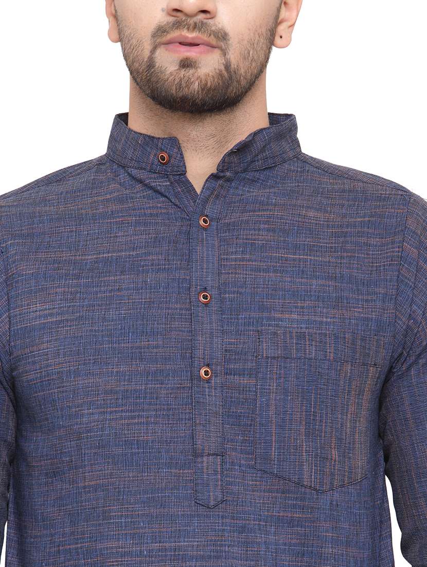 men mandarin neck solid long kurta - 21712166 - Standard Image - 4