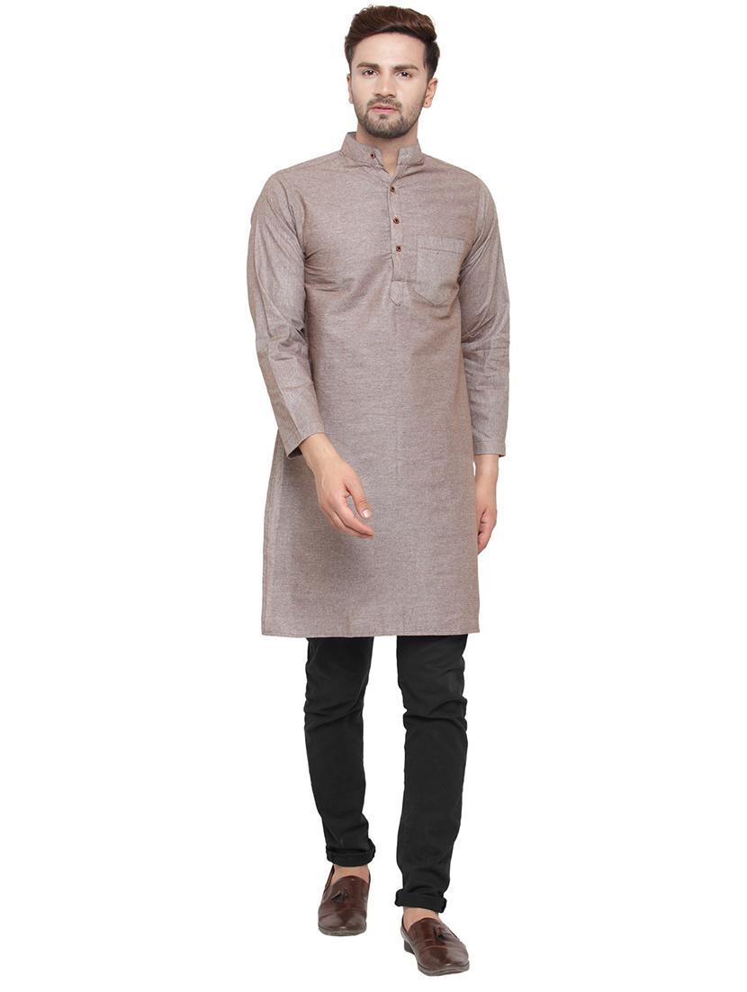men mandarin neck solid long kurta - 21712168 - Zoom Image - 0