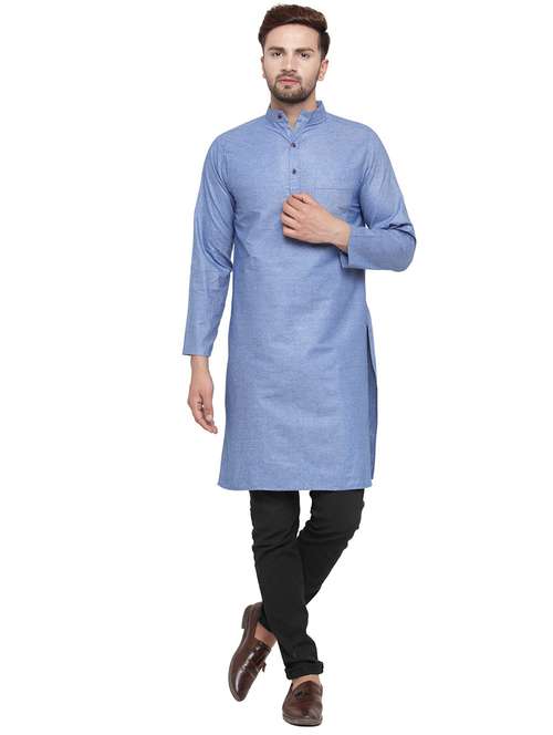 men mandarin neck solid long kurta - 21712170 -  Standard Image - 0