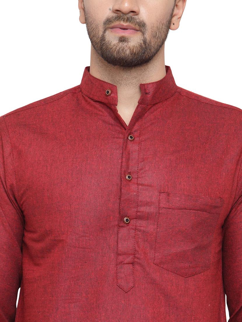 men mandarin neck solid long kurta - 21712174 - Standard Image - 4