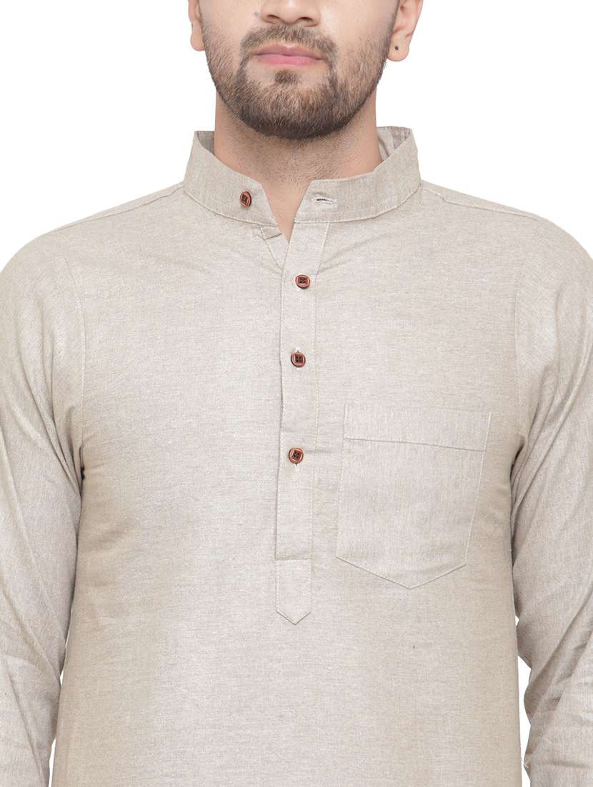 men mandarin neck solid long kurta - 21712178 -  Standard Image - 4