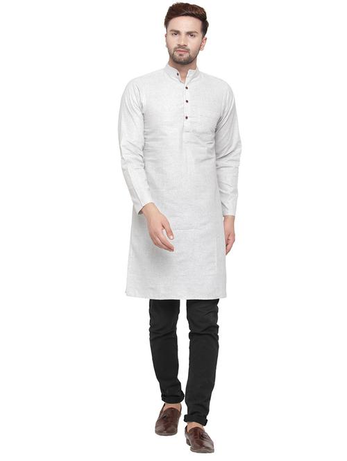 men mandarin neck solid long kurta - 21712180 - Standard Image - 0