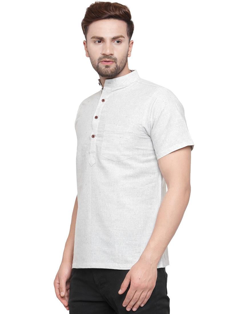 men mandarin neck solid short kurta - 21712181 -  Standard Image - 1