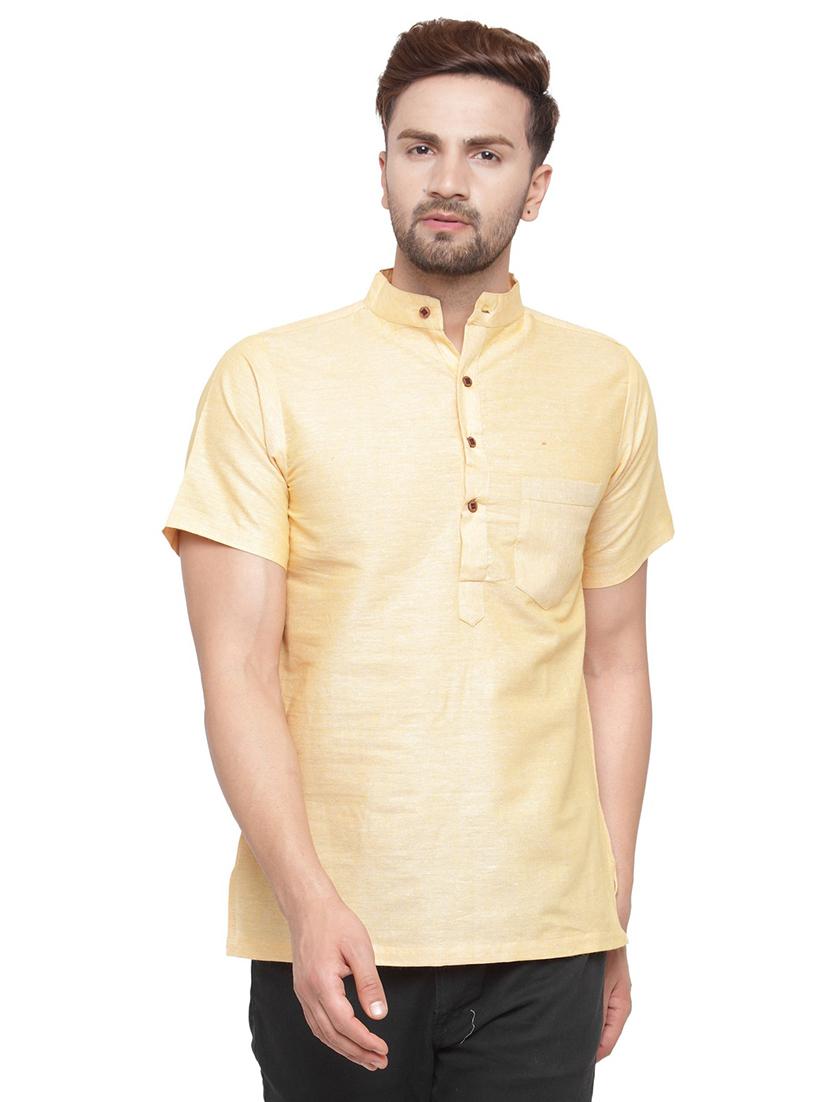 men mandarin neck solid short kurta - 21712182 - Zoom Image - 0
