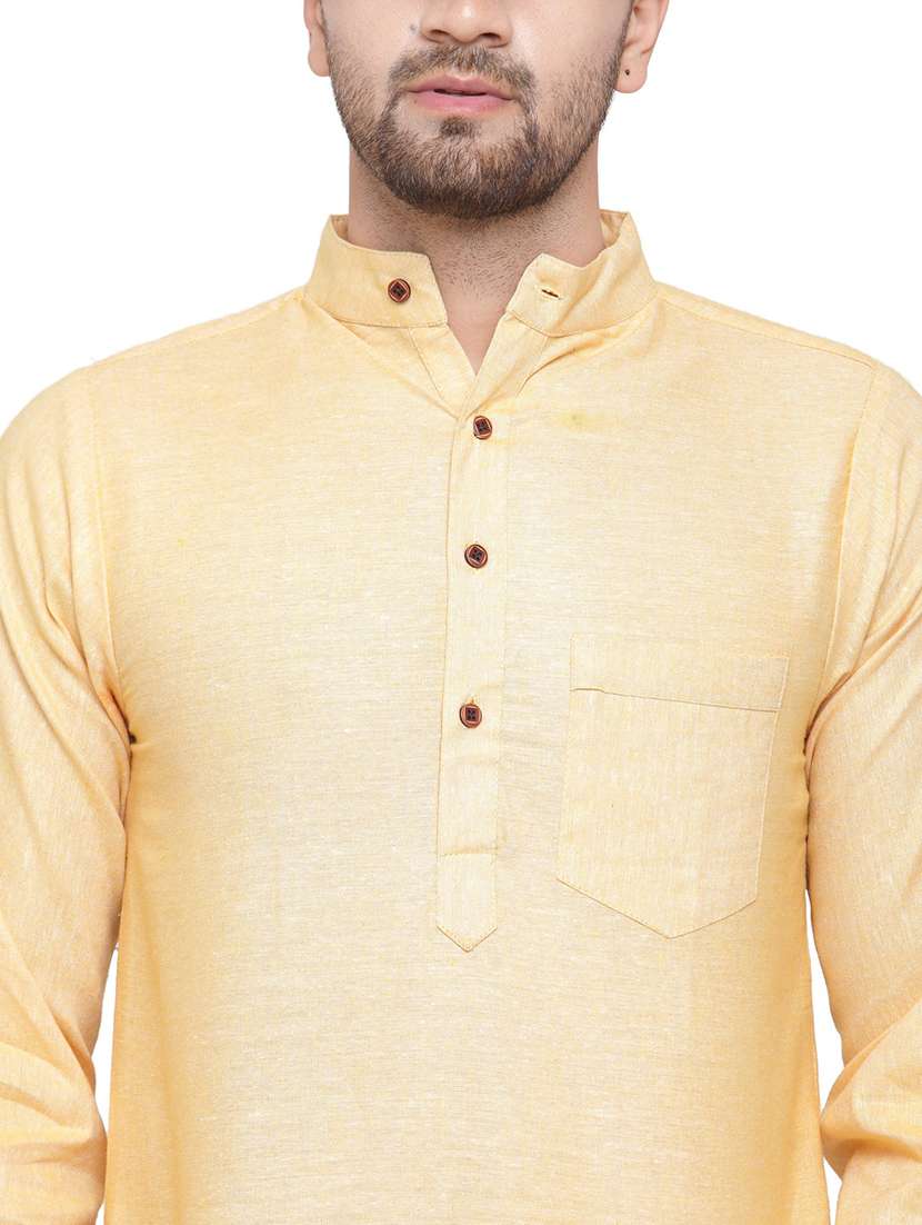 men mandarin neck solid long kurta - 21712183 - Standard Image - 4