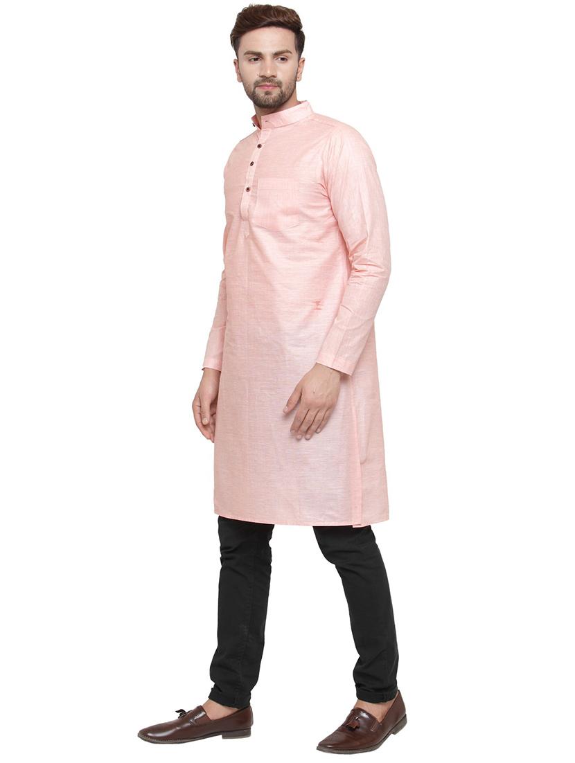 men mandarin neck solid long kurta - 21712188 - Standard Image - 1