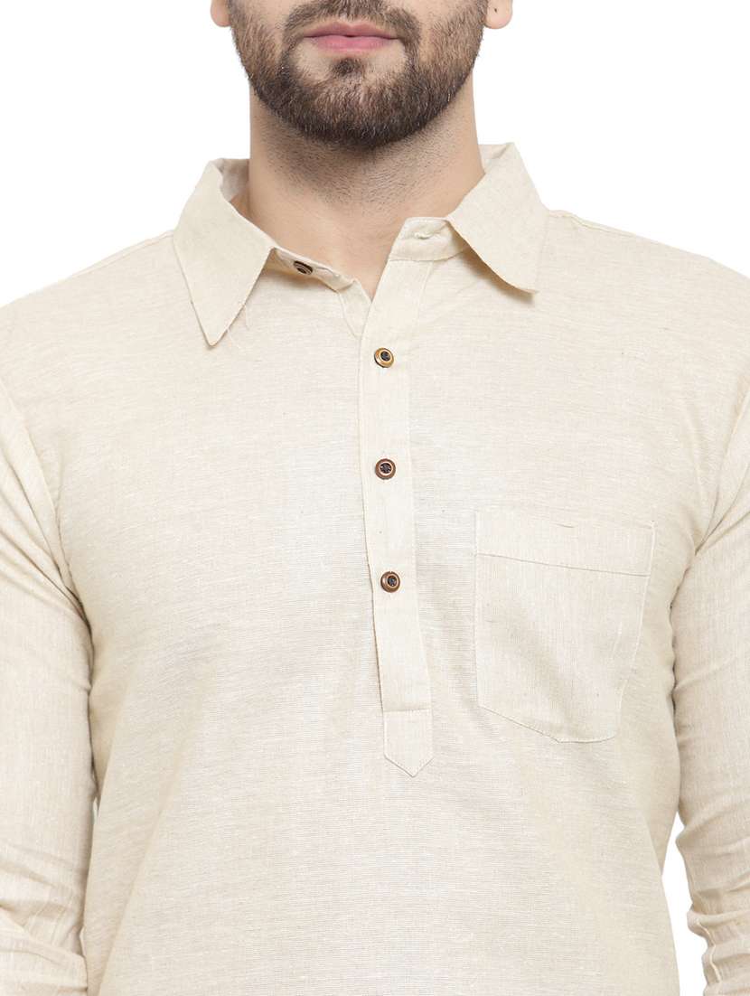 men long sleeves solid pathani kurta - 21712193 - Standard Image - 4