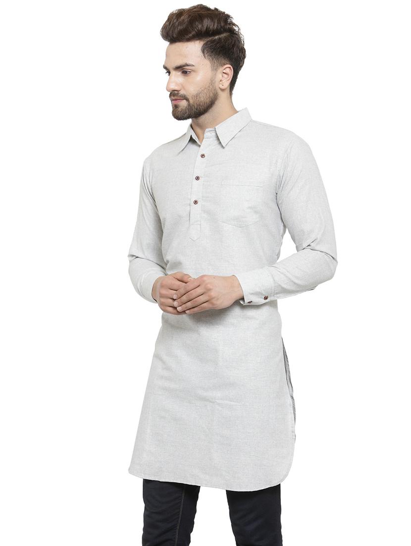 men long sleeves solid pathani kurta - 21712196 - Standard Image - 1