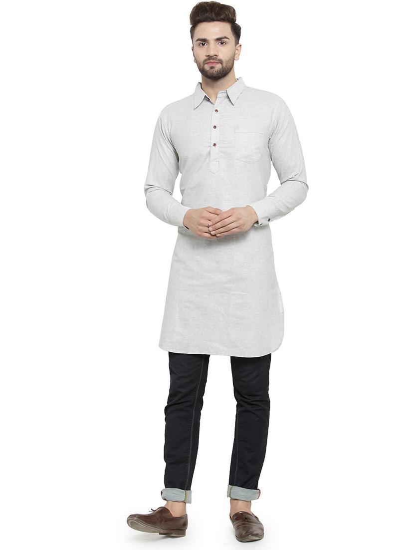 men long sleeves solid pathani kurta - 21712196 - Standard Image - 4