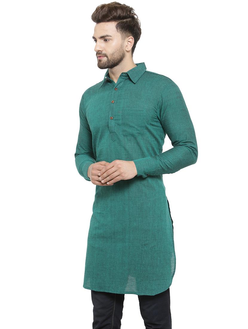 men long sleeves solid pathani kurta - 21712197 - Standard Image - 1