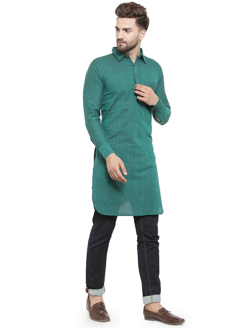 men long sleeves solid pathani kurta - 21712197 - Standard Image - 4