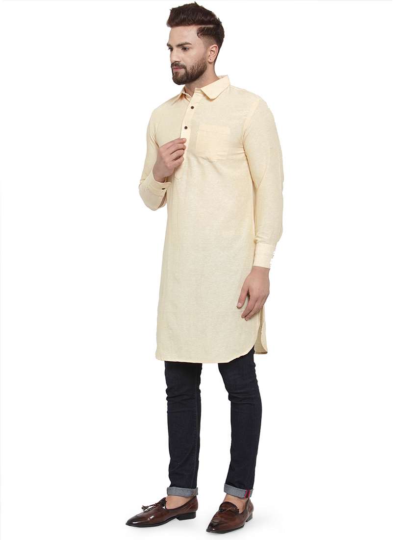 men long sleeves solid pathani kurta - 21712201 -  Standard Image - 1