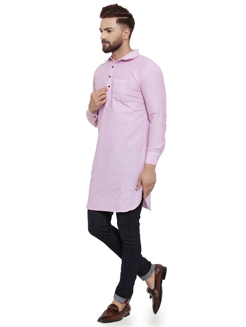 men long sleeves solid pathani kurta - 21712202 - Standard Image - 1