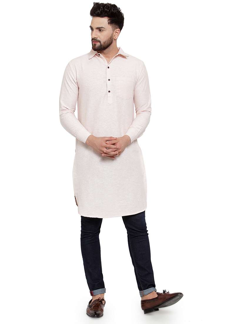 men long sleeves solid pathani kurta