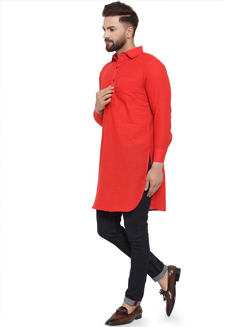 men long sleeves solid pathani kurta - 21712204 - Standard Image - 1