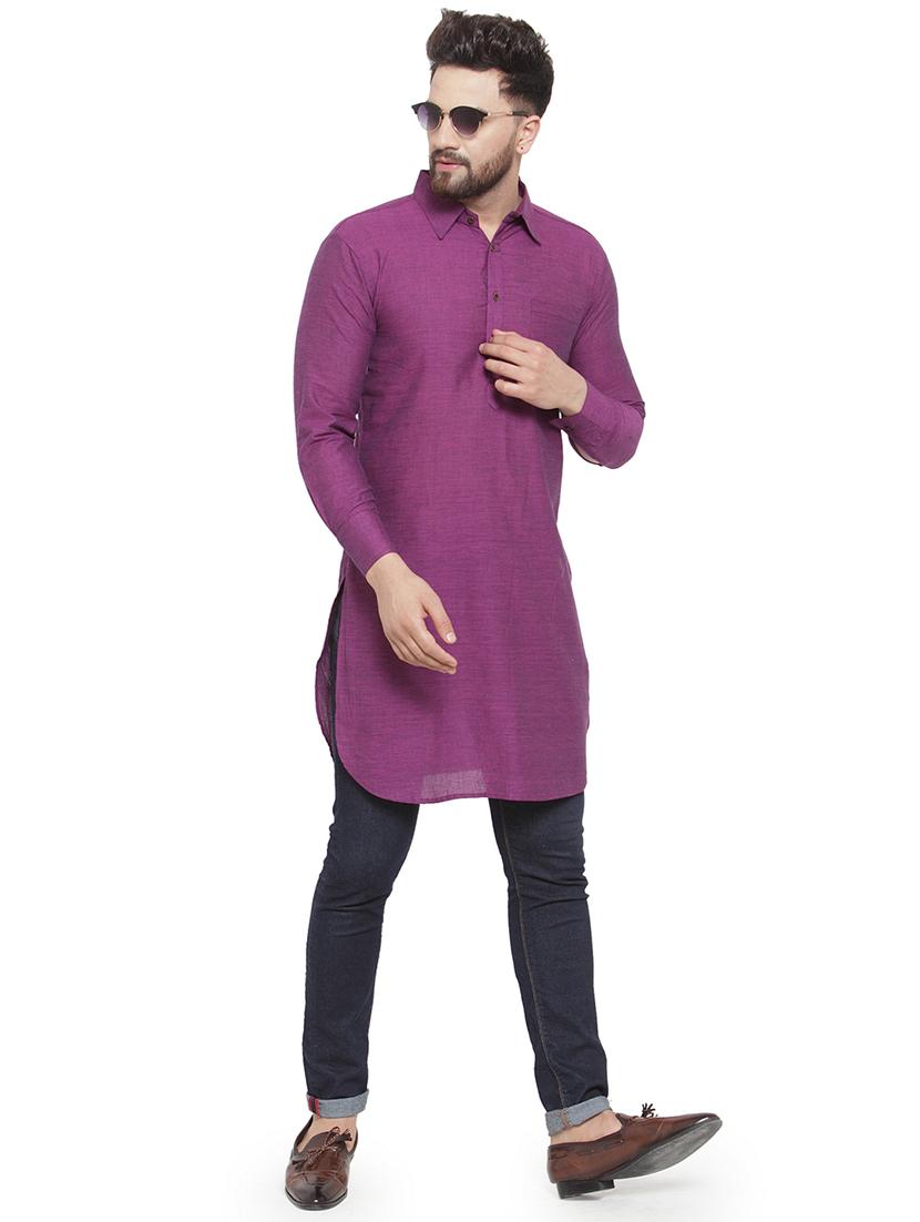 men long sleeves solid pathani kurta - 21712205 - Standard Image - 4