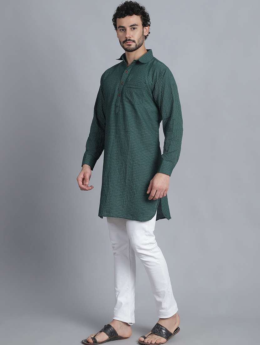men long sleeves striped pathani kurta - 21712209 - Standard Image - 1