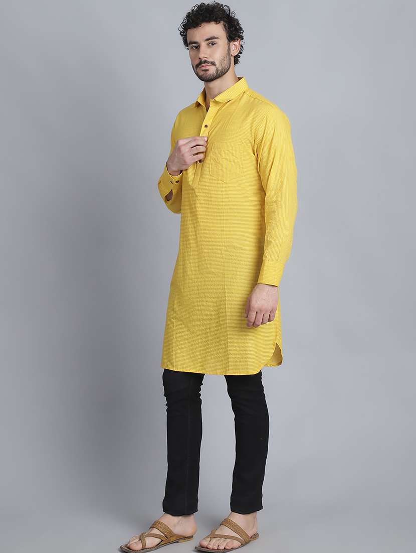 men long sleeves striped pathani kurta - 21712211 -  Standard Image - 1
