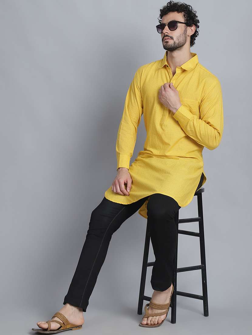 men long sleeves striped pathani kurta - 21712211 - Standard Image - 4