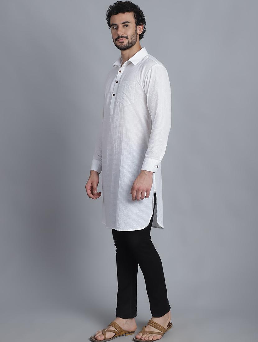 men long sleeves striped pathani kurta - 21712213 -  Standard Image - 1