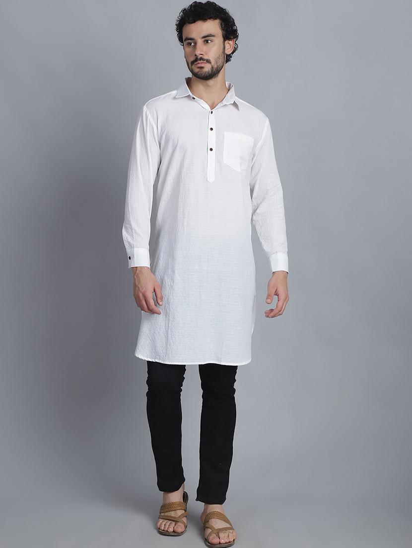 men long sleeves striped pathani kurta - 21712213 - Standard Image - 4