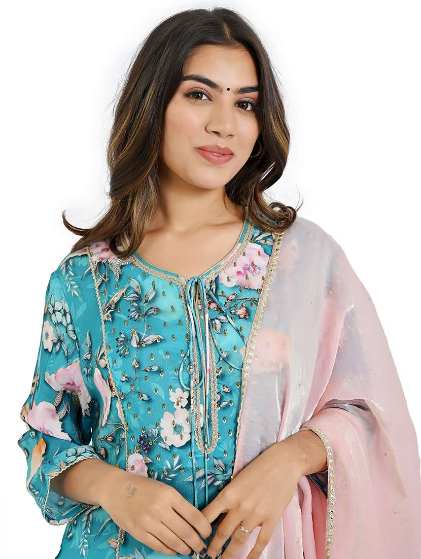 women floral printed kurta palazzo set with dupatta - 21712220 -  Standard Image - 4
