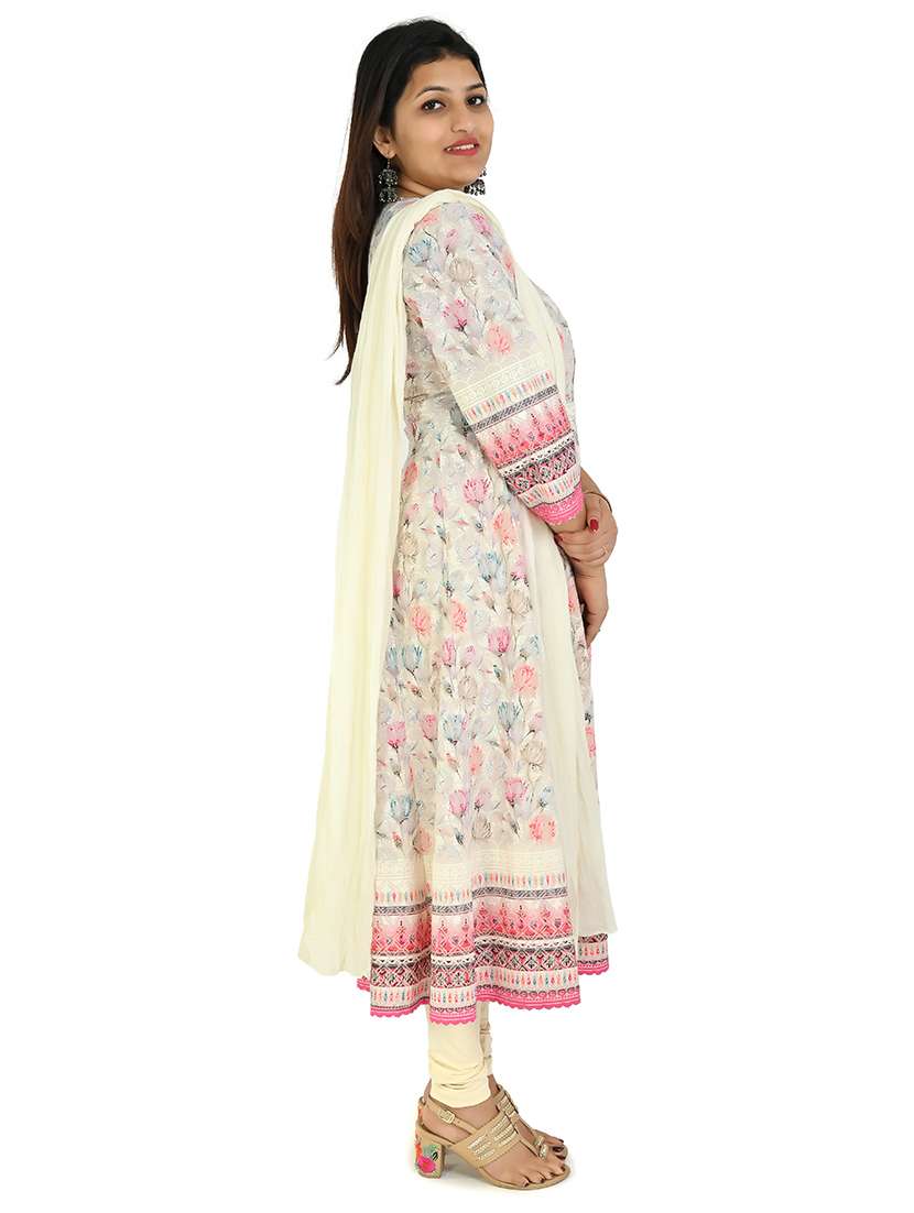 women floral printed kurta churidaar set with dupatta - 21712225 -  Standard Image - 1