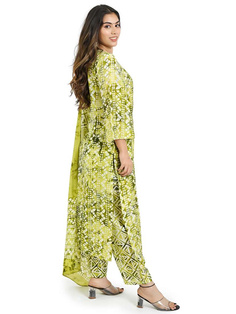 women three quarter sleeve kurta pant with dupatta set - 21712227 -  Standard Image - 1