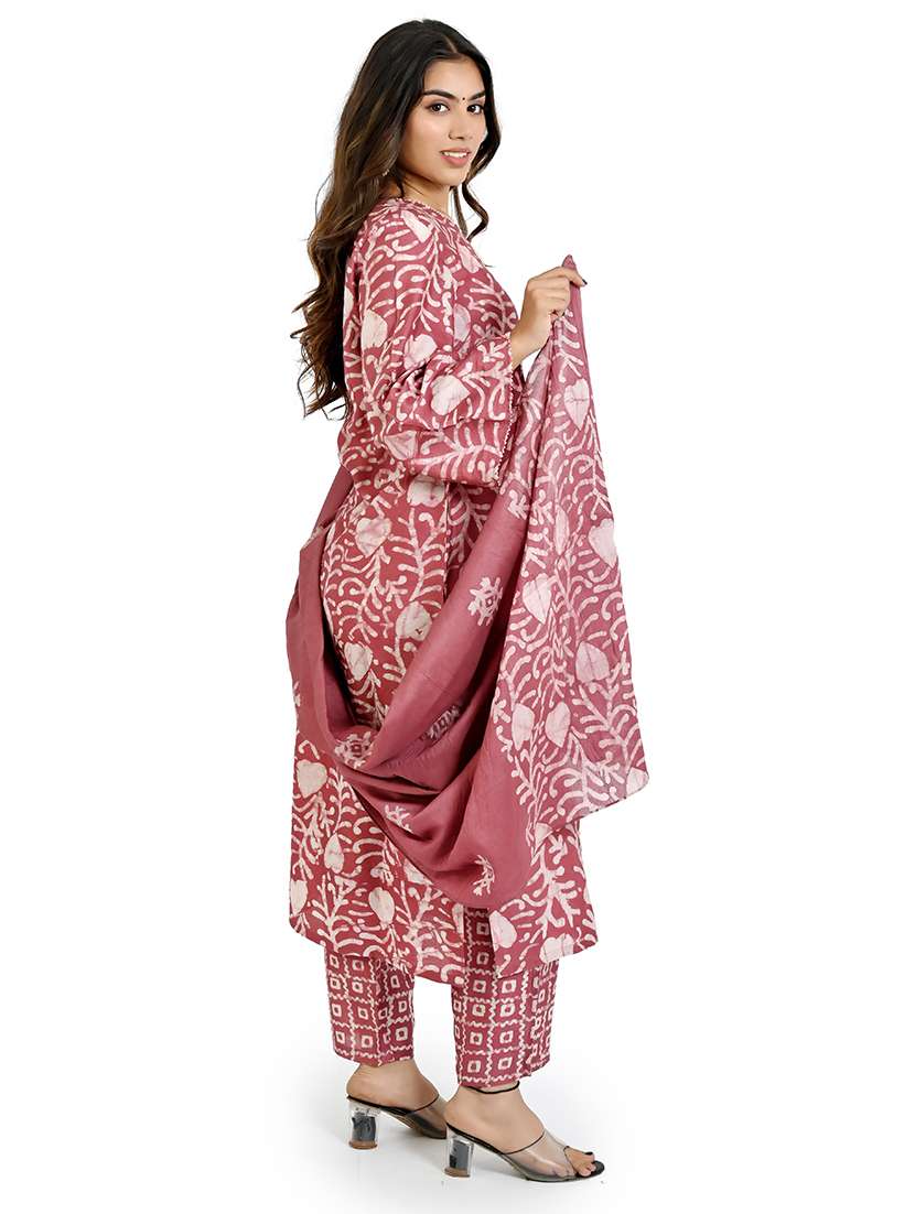 women three quarter sleeve kurta pant with dupatta set - 21712228 -  Standard Image - 1