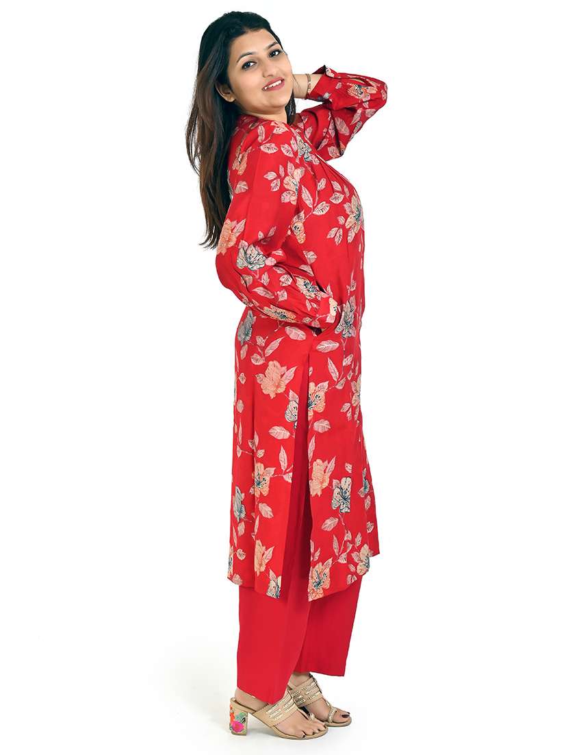 women red floral printed kurta pant set - 21712236 -  Standard Image - 1