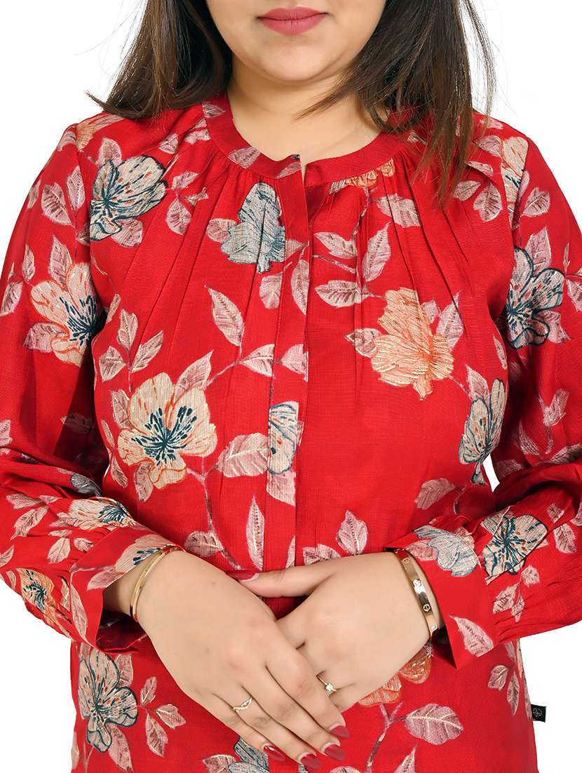 women red floral printed kurta pant set - 21712236 -  Standard Image - 4