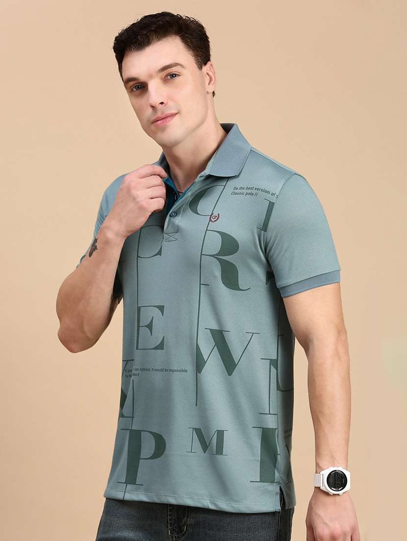 men printed short sleeves polo t t-shirt - 21712278 -  Standard Image - 1