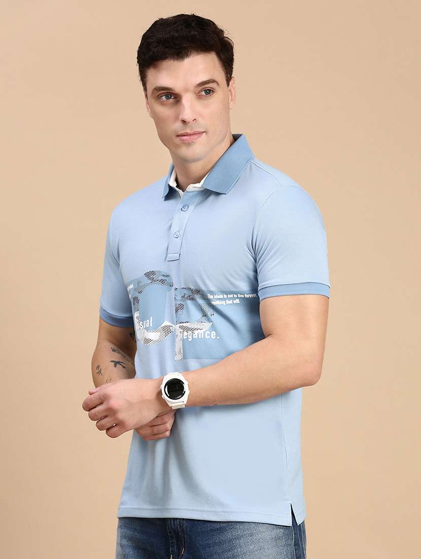 men printed short sleeves polo t t-shirt - 21712281 -  Standard Image - 1