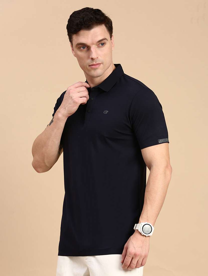 men solid short sleeves polo t t-shirt