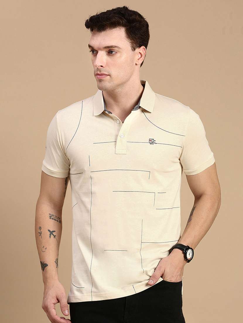 men printed short sleeves polo t-shirt