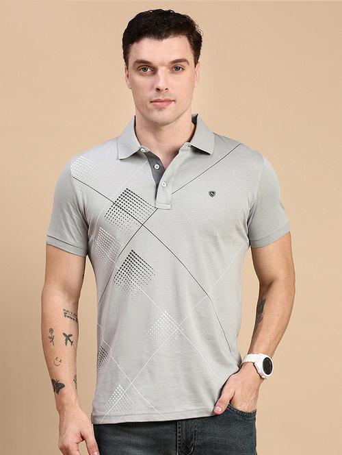 men printed short sleeves polo t-shirt - 21712306 - Standard Image - 0