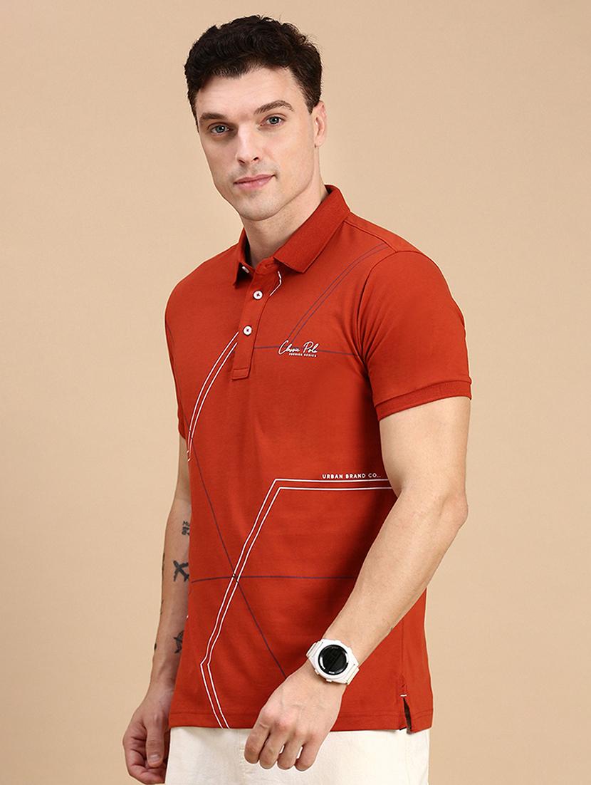 men printed short sleeves polo t-shirt - 21712309 - Standard Image - 1