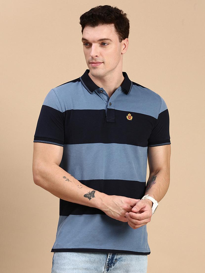 men color blocked short sleeves polo t-shirt - 21712323 - Zoom Image - 0