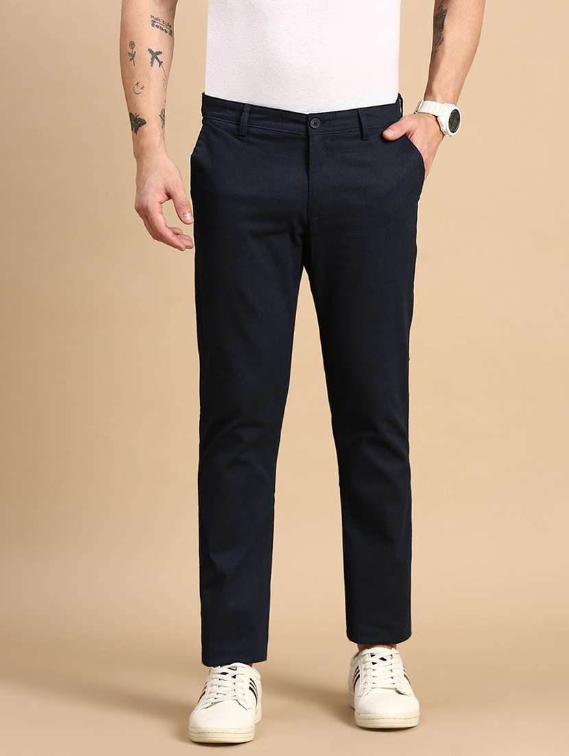 men solid mid rise chinos - 21712341 - Zoom Image - 0