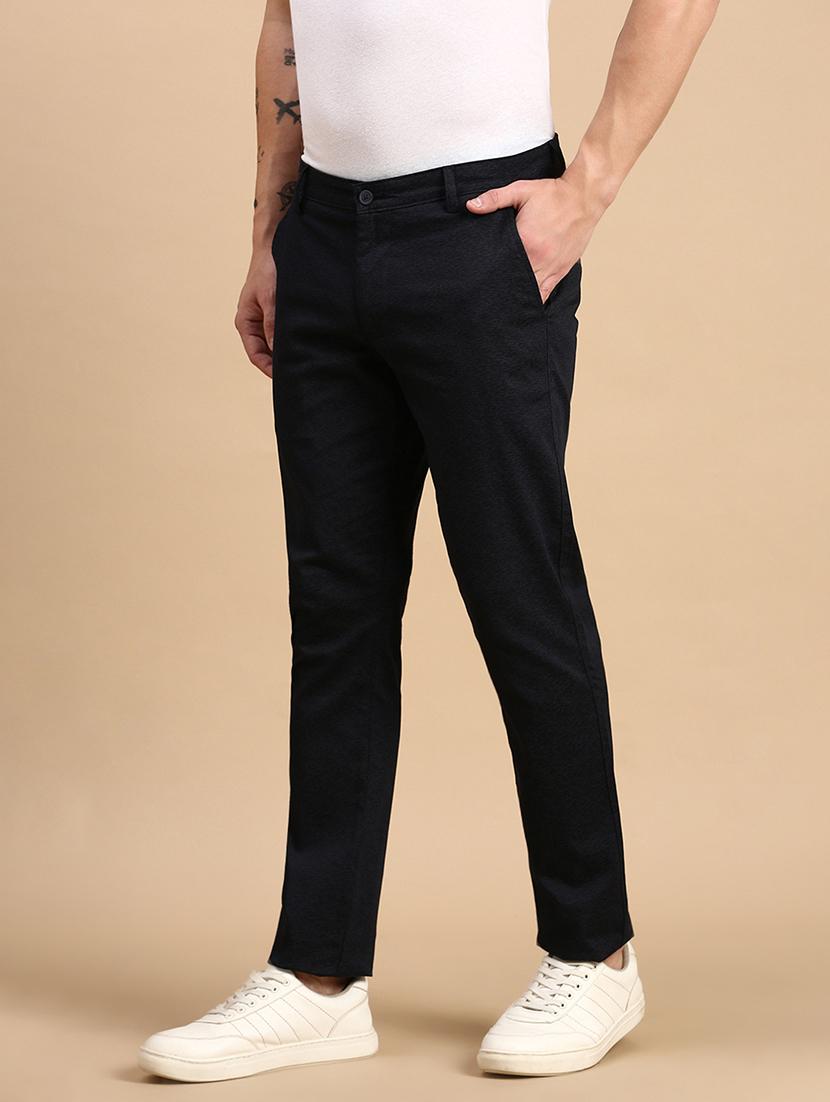 men solid mid rise chinos - 21712343 - Standard Image - 1