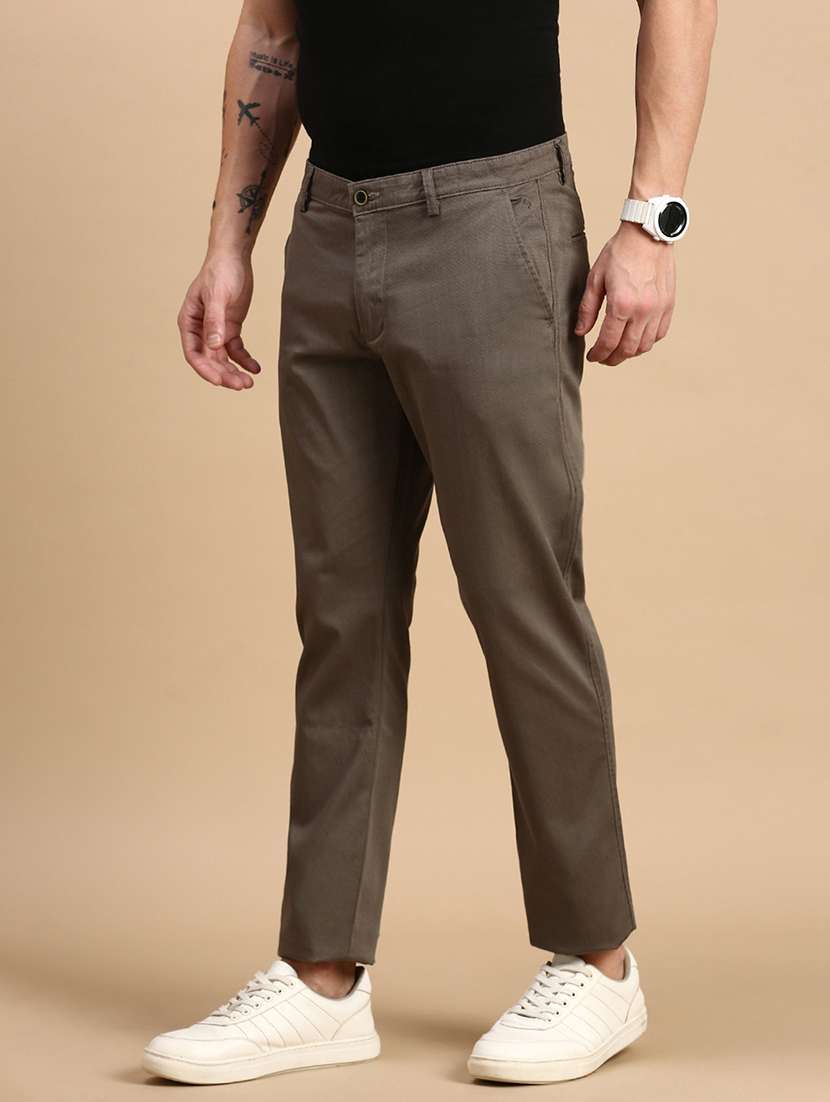 men solid mid rise chinos  - 21712344 -  Standard Image - 1