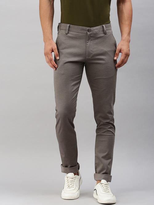 men solid mid rise chinos - 21712346 - Standard Image - 0