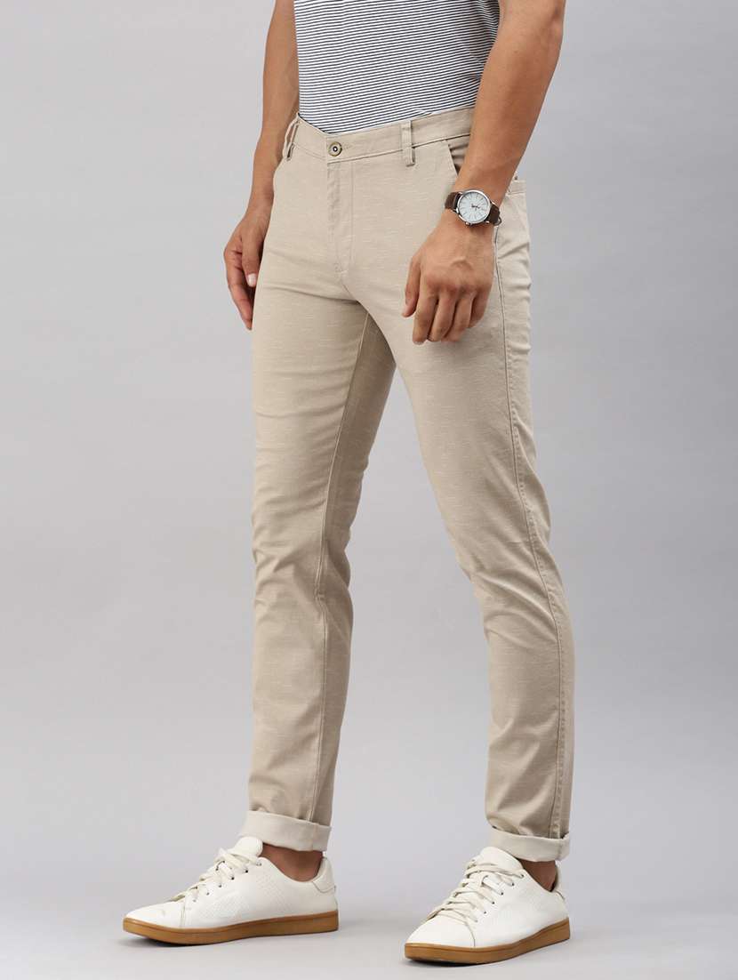 men solid mid rise chinos  - 21712347 -  Standard Image - 1